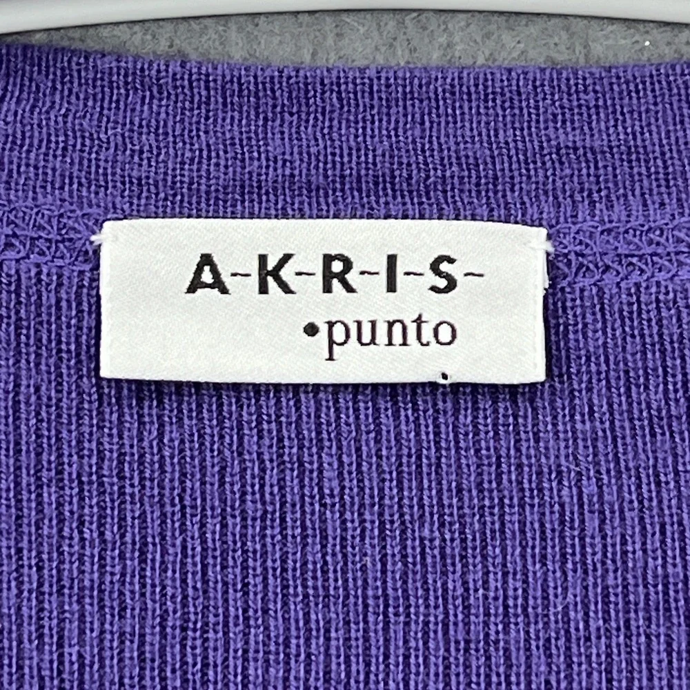 Akris Punto Cardigan Women's 10 Purple Cashmere Silk Button Short Sleeve Sweater - Picture 2 of 11